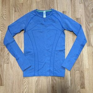Ivivva Fly Tech Fitted Girls Long Sleeve Blue Shirt Size 12